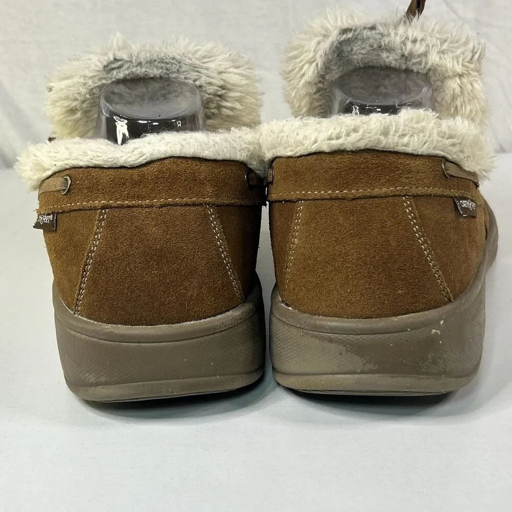 Orthofeet Men's Orthopedic Brown Leather Faux Fur Tuscany Slippers Size 11 M - Picture 4 of 7